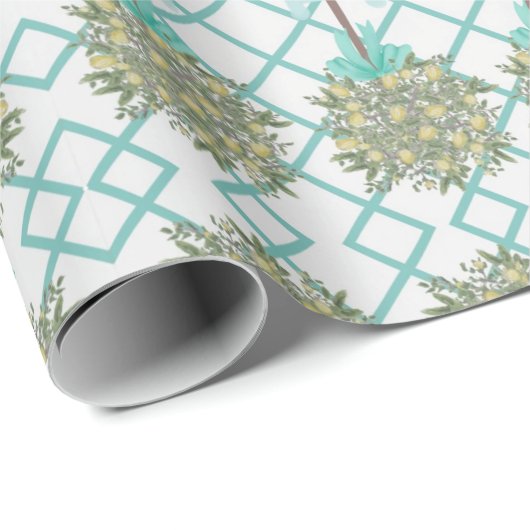 Blauwgroen Lemon Topiary Robin's Egg Blue Cadeaupapier (Rol Hoek)