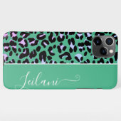  Blauwgroen Leopard Patroon Achtergrond Aangepaste iPhone Hoesje (Achterkant horizontaal)