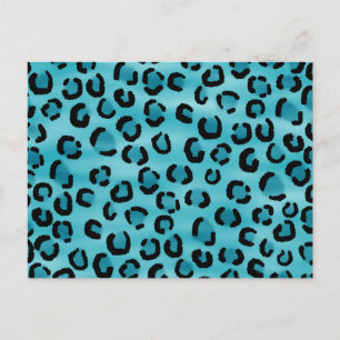 Blauwgroen Leopard Print Pattern. Briefkaart