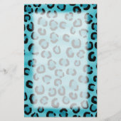 Blauwgroen Leopard Print Pattern. Briefpapier (Voorkant)