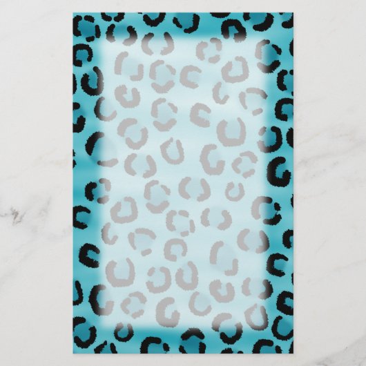 Blauwgroen Leopard Print Pattern. Briefpapier (Voorkant)