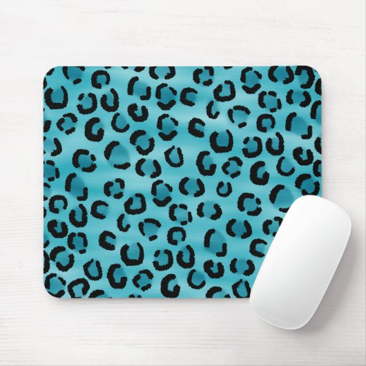 Blauwgroen Leopard Print Pattern. Muismat (Met muis)