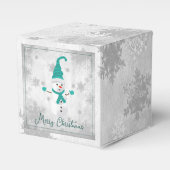 Blauwgroen Leuke Sneeuwman Favor Box Bedankdoosjes (Voorkant Zijde)