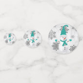 Blauwgroen Leuke Sneeuwman Tafel Confetti (Achterkanten)