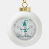 Blauwgroen Leuke Sneeuwman Vakantie Ornament (Voorkant)