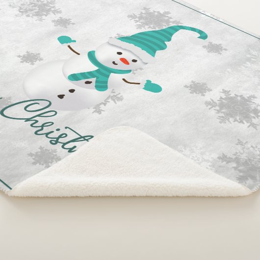 Blauwgroen Leuke Sneeuwman Vakantie Sherpa Blanket Sherpa Deken (3/4)