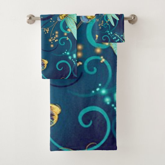 Blauwgroen libellen bad handdoek (Insitu)