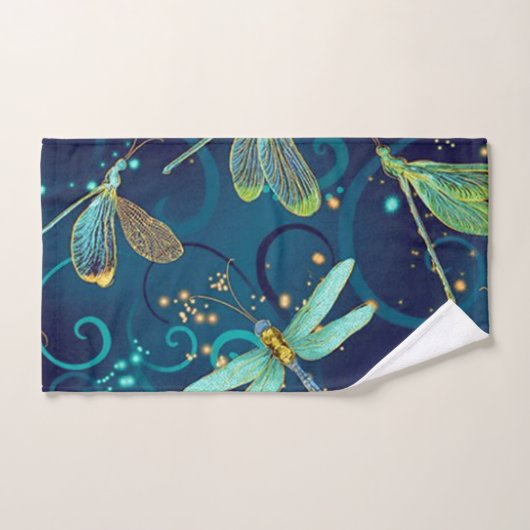 Blauwgroen libellen bad handdoek (Handdoek)