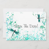 Blauwgroen libellen sparen de datum save the date (Voorkant)