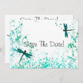 Blauwgroen libellen sparen de datum save the date (Voorkant / Achterkant)