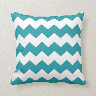 Blauwgroen / Licht Zee Groene Chevron Patroon Kussen