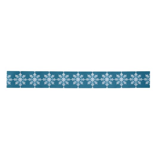 Blauwgroen Lichtblauw Wit Sneeuwvlok Kerst Lint (Voorkant)