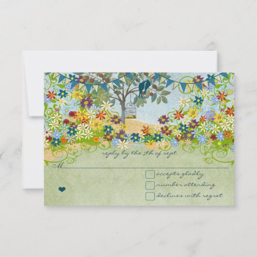 Blauwgroen liefdesvederzwijn RSVP (Achterkant)