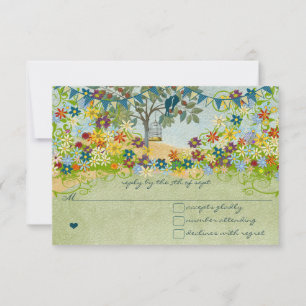 Blauwgroen liefdesvederzwijn RSVP Kaartje