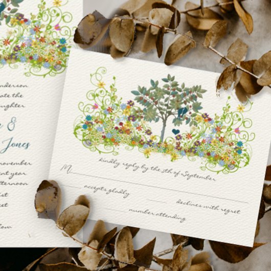 Blauwgroen liefdesvederzwijn RSVP Kaartje