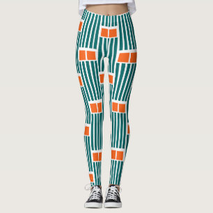 Blauwgroen lijnen en boxen leggings