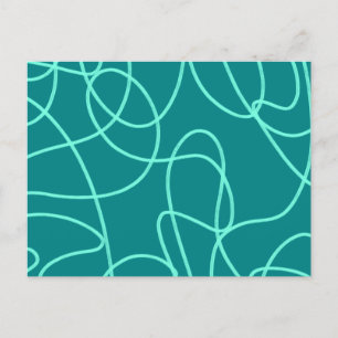 Blauwgroen lijnkunst briefkaart