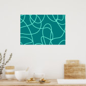Blauwgroen lijnkunst poster (Keuken)
