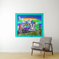 Blauwgroen Lijst - Vrede en Liefde Kunst