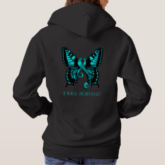 Blauwgroen lint dat ik zal overleven! Vlinder Hoodie