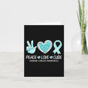 Blauwgroen lint Heart Peace Love Cure Ovariumkanke Kaart