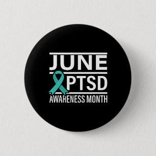 Blauwgroen Lint Juni PTSS Awareness Maand Ronde Button 5,7 Cm