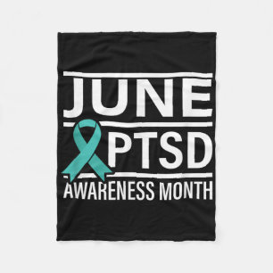 Blauwgroen lint juni PTSS Awareness Month Fleece Deken