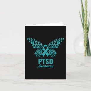 Blauwgroen lint met vlinders- PTSS Awareness Kaart