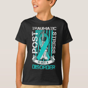 Blauwgroen lint Post Traumatische Stress Flag PTSS T-shirt