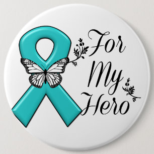 Blauwgroen lint voor mijn heldhaftige ronde button 6,0 cm