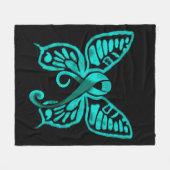 Blauwgroen lintvlinder! fleece deken (Voorkant (Horizontaal))