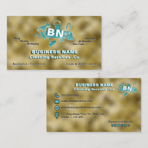Blauwgroen Logo schoonmaakdiensten Elegant Profess Visitekaartje