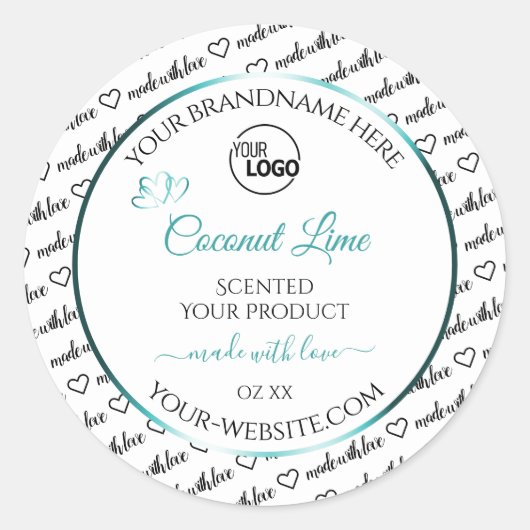 Blauwgroen Logo voor zwart en wit Word Cloud Label (Voorkant)