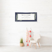 Blauwgroen loofbos huwelijksbegroeting spandoek (Insitu)