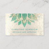 blauwgroen lotusbloem huidverzorging en esthetiek visitekaartje (Voorkant)