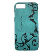 Blauwgroen Lovevogels Aangepaste iPhone Case (Achterkant)