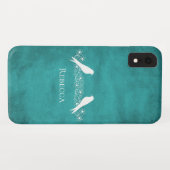 Blauwgroen Lovevogels Floral Vine iPhone Case (Achterkant (horizontaal))