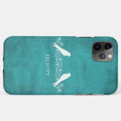 Blauwgroen Lovevogels Floral Vine iPhone Case (Achterkant (horizontaal))