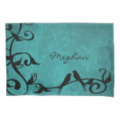 Blauwgroen Lovevogels Gepersonaliseerde Kussensloo Kussensloop (Voorkant)