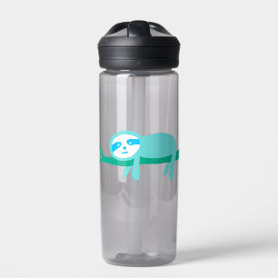 Blauwgroen luiaard op een tak waterfles
