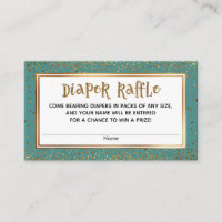 Blauwgroen Luier Raffle Kaarten met Gouden Glitter