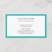 Blauwgroen luxe minimal chic visitekaartje (Achterkant)