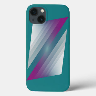 Blauwgroen magenta grijze driehoeken iPhone 13 hoesje