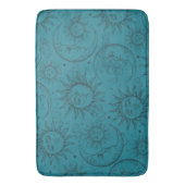 Blauwgroen Magic  Celestial Sun Moon Stars Badmat (Voorkant Verticaal)