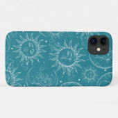 Blauwgroen Magic  Celestial Sun Moon Stars Case-Mate iPhone Case (Achterkant (horizontaal))