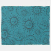 Blauwgroen Magic  Celestial Sun Moon Stars Fleece Deken (Voorkant (Horizontaal))