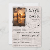 Blauwgroen Malediven Paspoort Bewaar de datum Save The Date (Achterkant)
