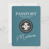 Blauwgroen Malediven Paspoort Bewaar de datum Save The Date (Voorkant)