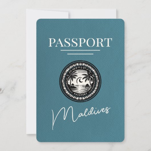 Blauwgroen Malediven Paspoort Bewaar de datum Save The Date (Voorkant)