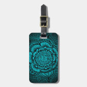 Blauwgroen Mandala Bagagelabel (Voorkant verticaal)